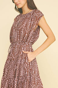Paige Tiered Dress - Brown/Pink
