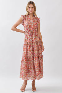 Eden Tiered Maxi Dress - Red Multi