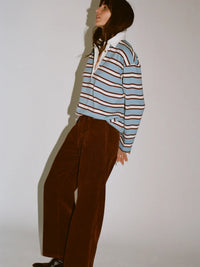 Faherty Hometown Rugby Top - Frost Trail Stripe-Hand In Pocket