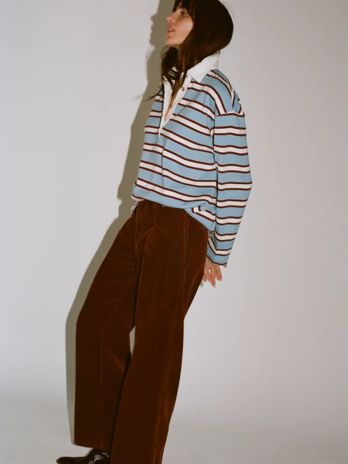 Faherty Hometown Rugby Top - Frost Trail Stripe-Hand In Pocket