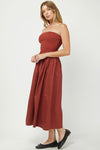 Cotton Tube Maxi Dress - Rust-Hand In Pocket