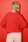Bailey Rose Lucky Baby Sweater-Cherry Red-Hand In Pocket