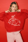 Bailey Rose Lucky Baby Sweater-Cherry Red-Hand In Pocket