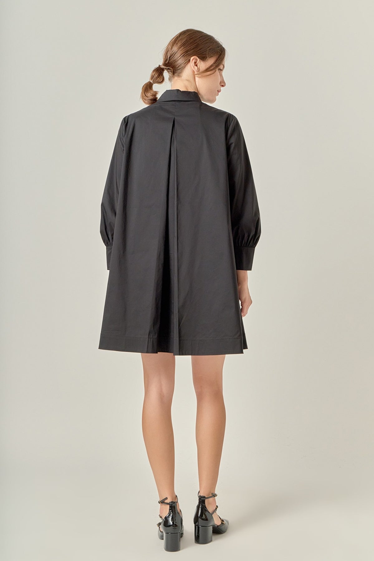 Beav Bow Shirt Dress- Black-Hand In Pocket