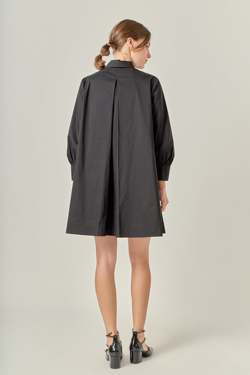 Beav Bow Shirt Dress- Black-Hand In Pocket
