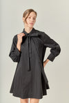 Beav Bow Shirt Dress- Black-Hand In Pocket