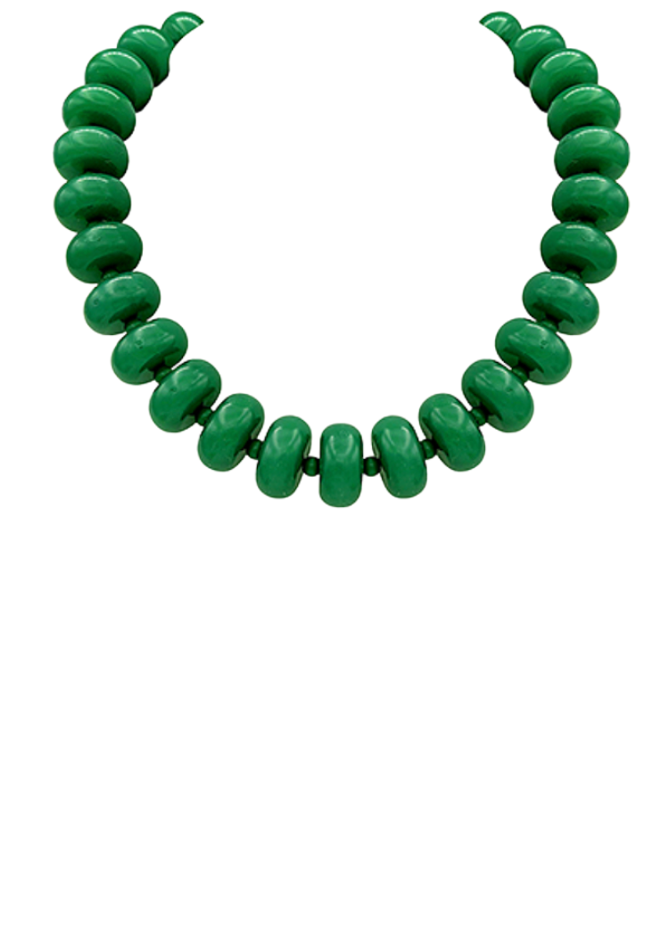 Luna Beaded Necklace - Green-Hand In Pocket