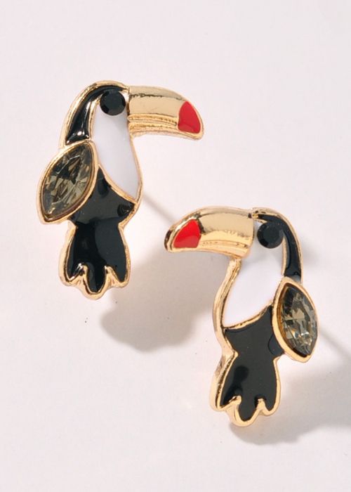 Parrot Stud Earrings-Black-Hand In Pocket