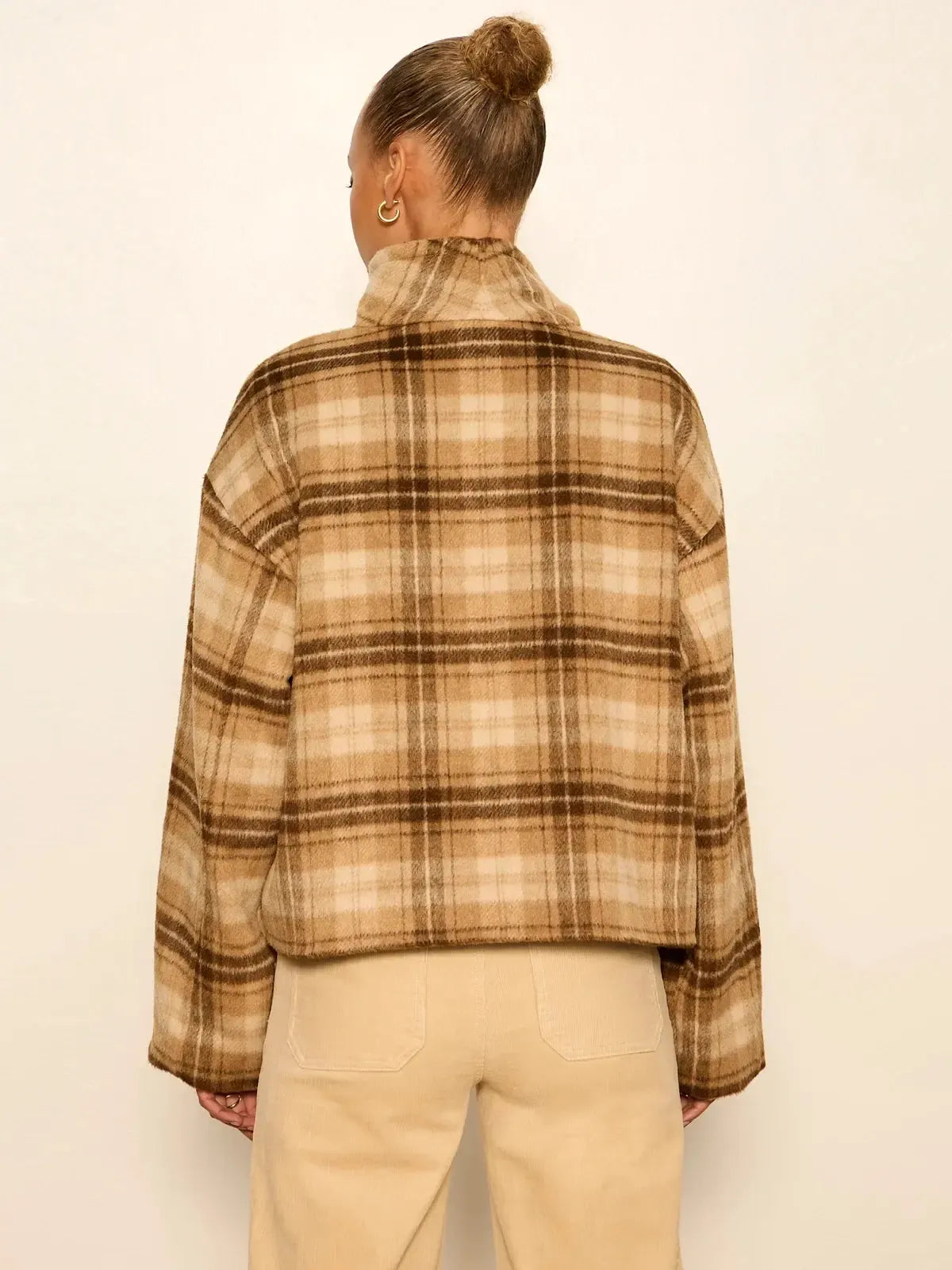 Sanctuary Avery Asymmetrical Jacket - Dark Bone Plaid-Hand In Pocket