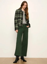 Sanctuary Chelsea Wide Leg Jean - Washed Forest-Hand In Pocket