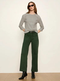 Sanctuary Chelsea Wide Leg Jean - Washed Forest-Hand In Pocket