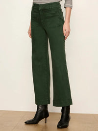 Sanctuary Chelsea Wide Leg Jean - Washed Forest-Hand In Pocket