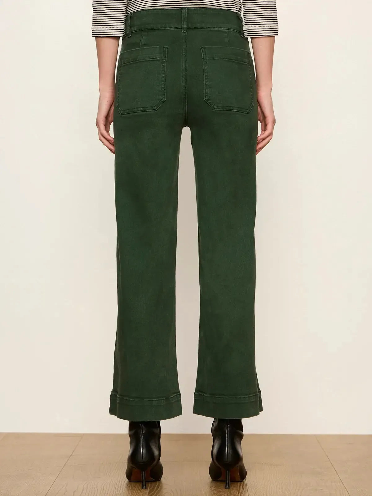 Sanctuary Chelsea Wide Leg Jean - Washed Forest-Hand In Pocket