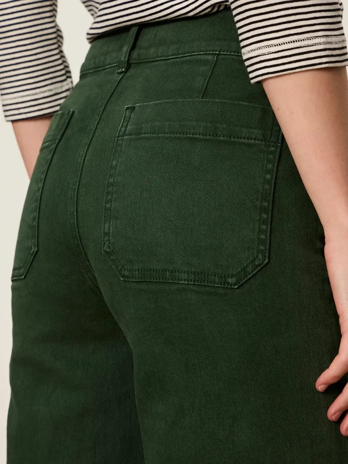 Sanctuary Chelsea Wide Leg Jean - Washed Forest-Hand In Pocket