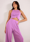 Mink Pink Unity Ring Textured Tank w/ Pant Set - Lilac-Hand In Pocket