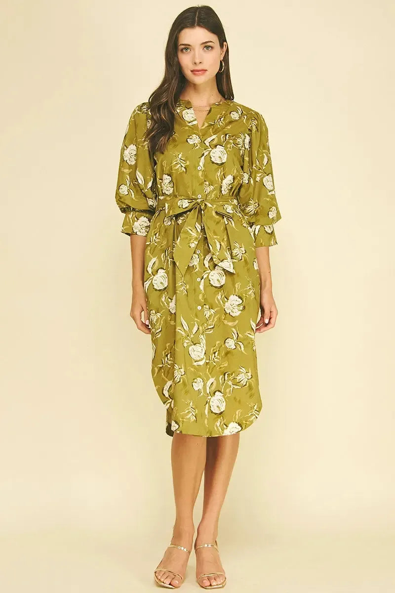 Jane Dress - Golden Olive-Hand In Pocket