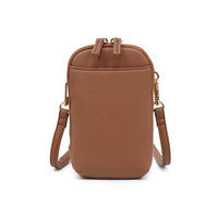 Karen Cell Phone Crossbody: Tan-Hand In Pocket
