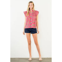 THML Evie Flutter Sleeve Top - Pink-Hand In Pocket