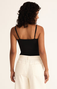 Z Supply Lane Luxe Bodysuit- Black-Hand In Pocket