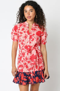 Emee Floral Print Mini Dress-Hand In Pocket