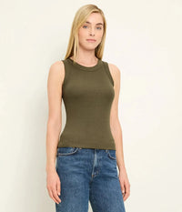 Michael Stars Gina Wide Binding Crop Tank - Caper-Hand In Pocket