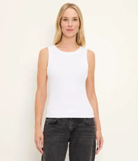 Michael Stars Gina Wide Binding Crop Tank - Coconut Milk-Hand In Pocket