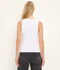 Michael Stars Gina Wide Binding Crop Tank - Coconut Milk-Hand In Pocket