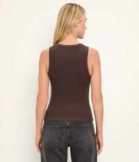 Michael Stars Gina Wide Binding Crop Tank - Molasses-Hand In Pocket