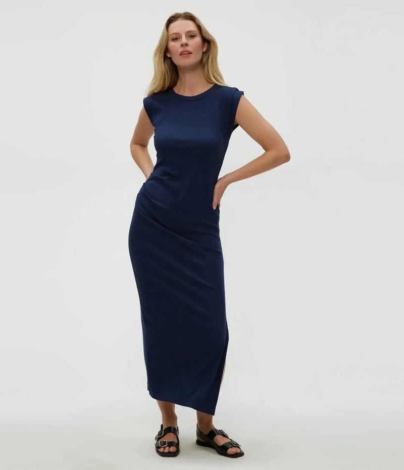 Michael Stars Calliope Extended Sleeve Maxi Dress- Nocturnal-Hand In Pocket