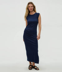 Michael Stars Calliope Extended Sleeve Maxi Dress- Nocturnal-Hand In Pocket