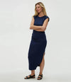 Michael Stars Calliope Extended Sleeve Maxi Dress- Nocturnal-Hand In Pocket