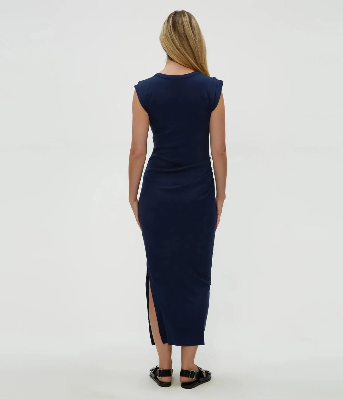 Michael Stars Calliope Extended Sleeve Maxi Dress- Nocturnal-Hand In Pocket