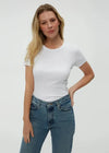 Michael Stars Rico Crew Neck- White-Hand In Pocket