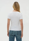 Michael Stars Rico Crew Neck- White-Hand In Pocket
