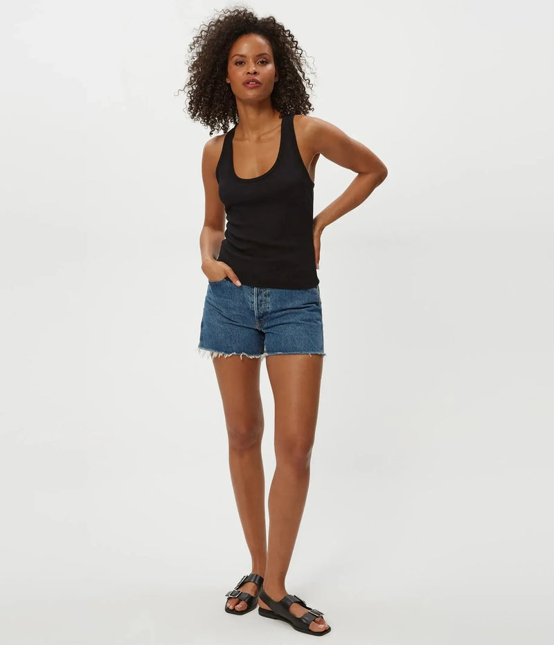 Michael Stars Cher Scoop Neck Tank- Black-Hand In Pocket