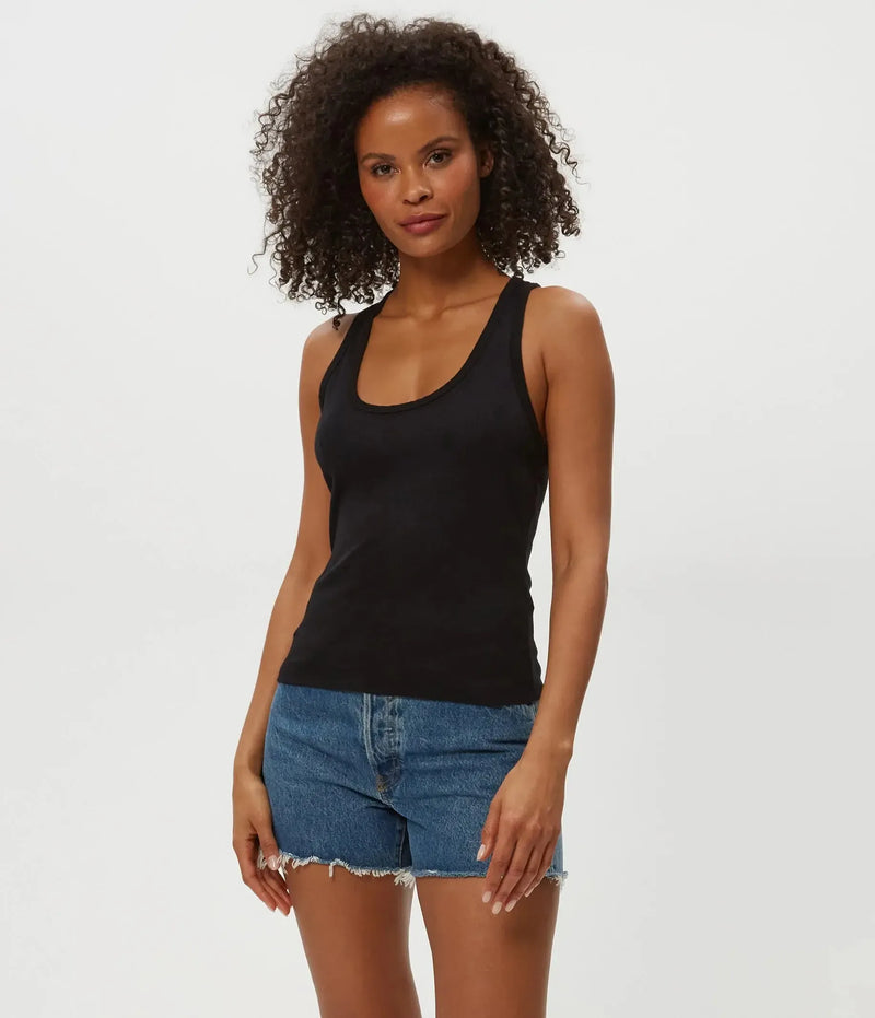 Michael Stars Cher Scoop Neck Tank- Black-Hand In Pocket