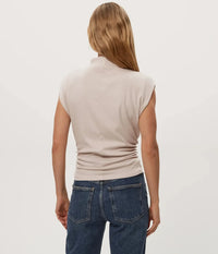 Michael Stars Amara Mock Neck Top- Cement-Hand In Pocket