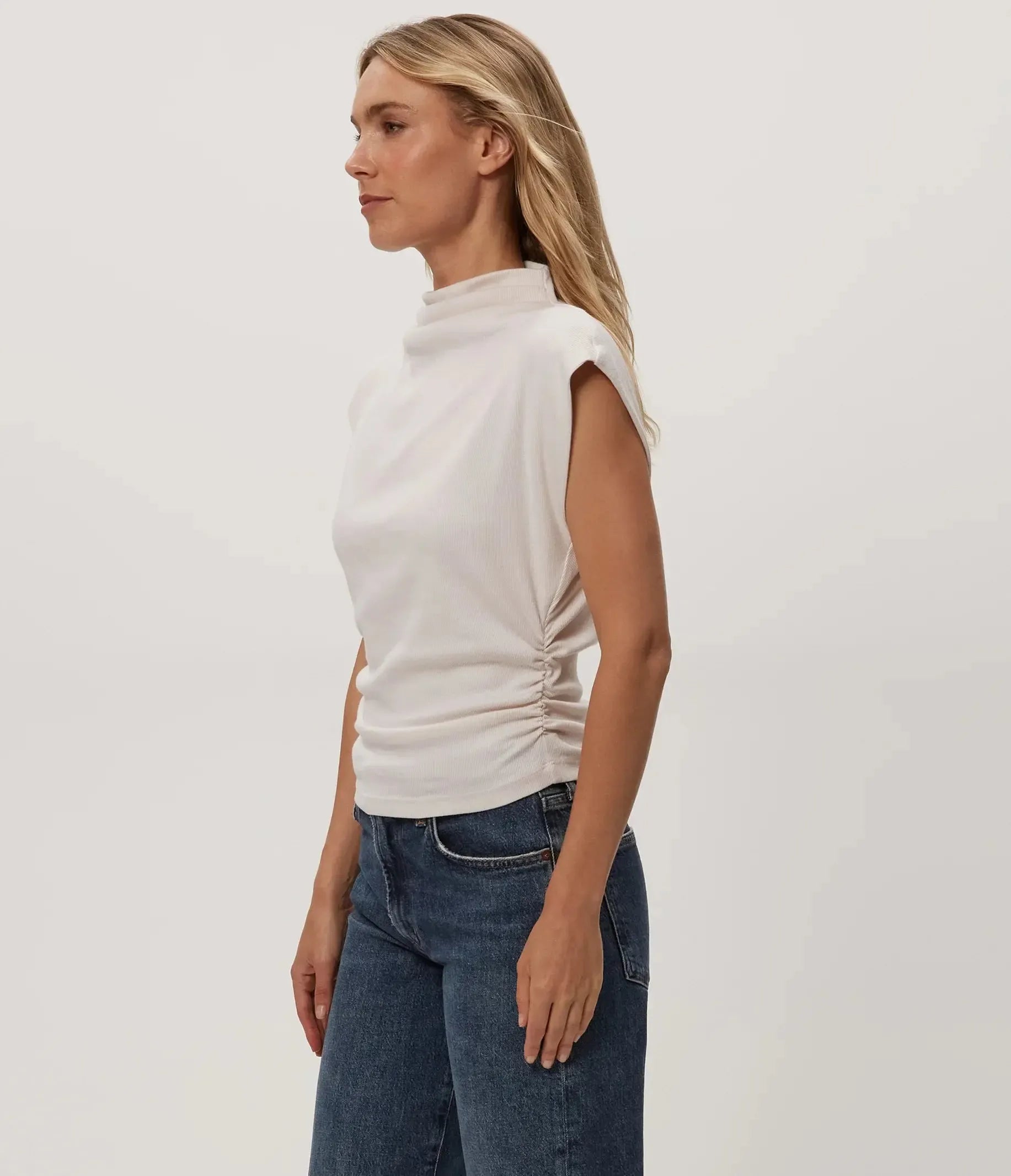 Michael Stars Amara Mock Neck Top- Chalk