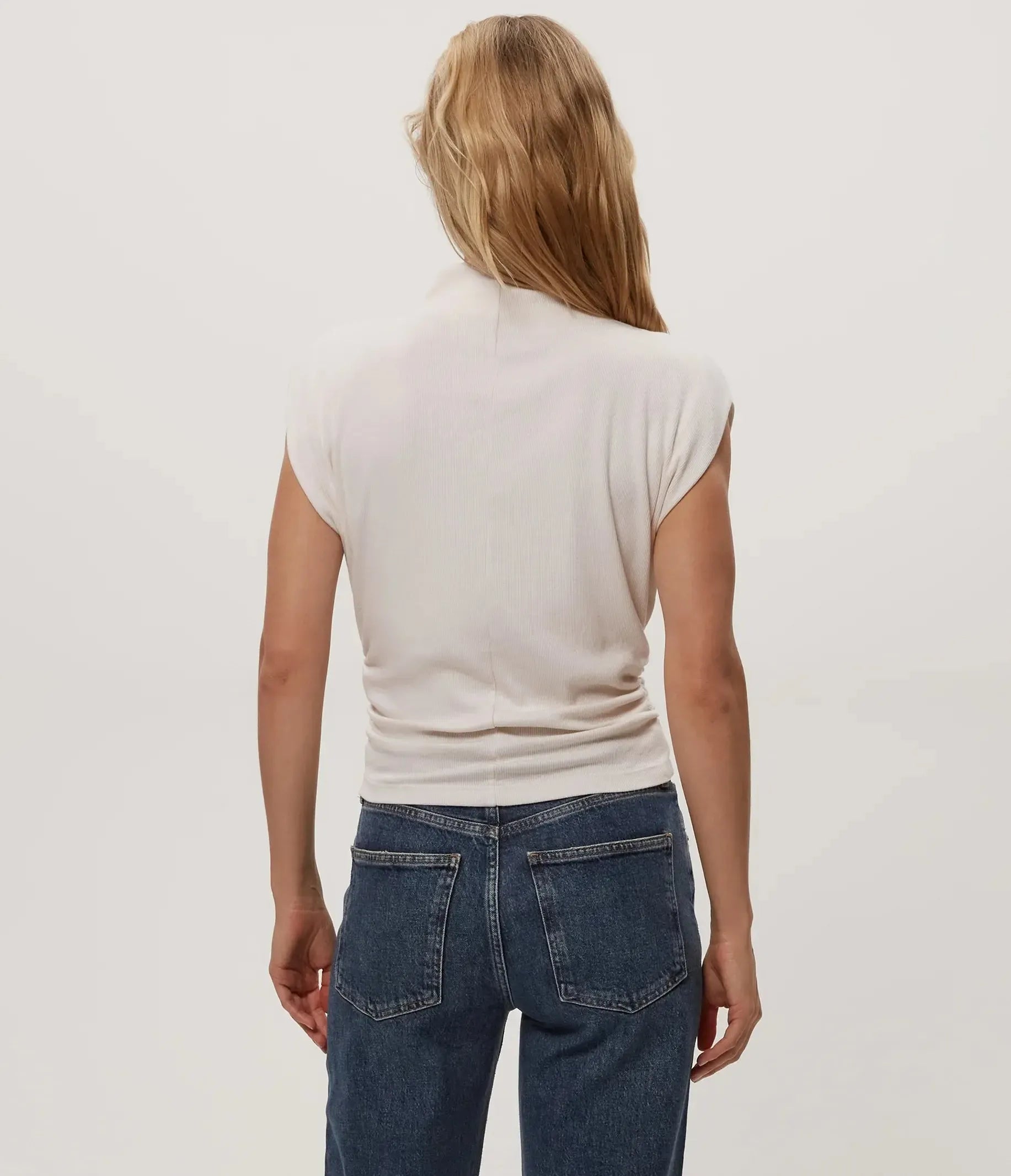 Michael Stars Amara Mock Neck Top- Chalk