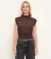Michael Stars Amara Mock Neck Top - Molasses-Hand In Pocket