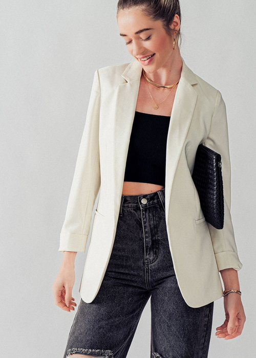 Farron Blazer-Ivory-Hand In Pocket