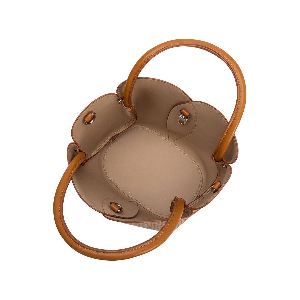 Melie Bianco Tulip Tote - Raffia Embossed-Hand In Pocket