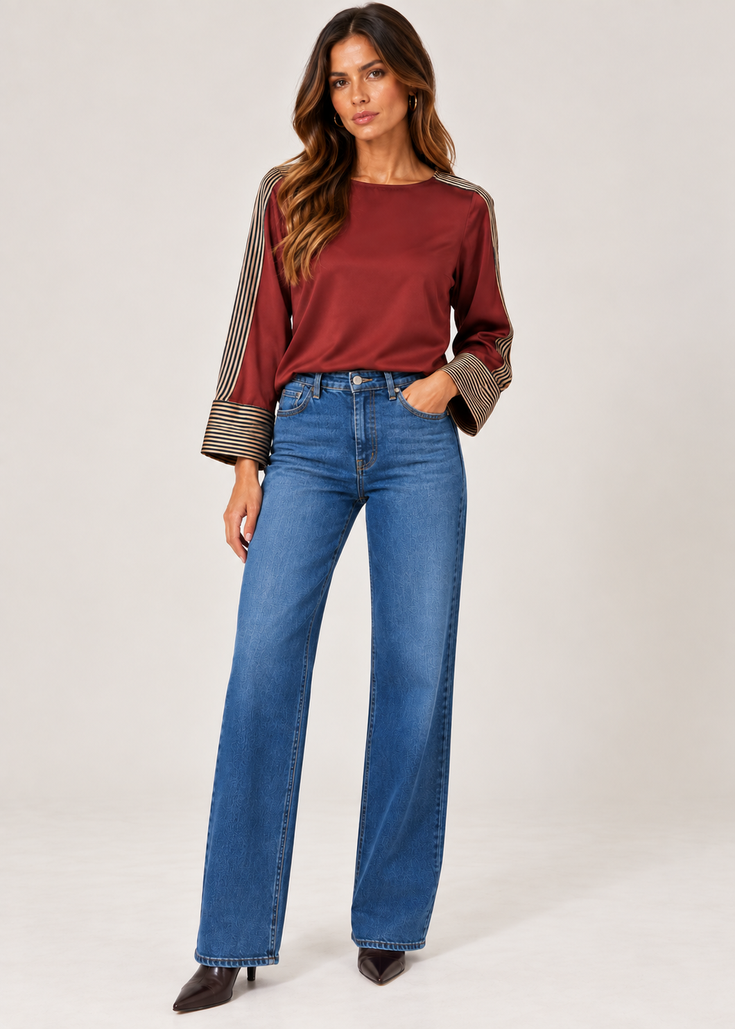 THML Anya Satin Top - Burgundy