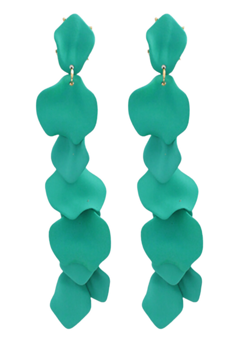 Lotus Petal Fringe Earrings-Turquoise ***FINAL SALE***-Hand In Pocket