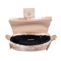Beverly Faux Fur Crossbody: Fawn Natural-Hand In Pocket