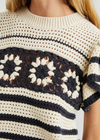 Rails Penelope Top - Oat Navy Crochet Stripe-Hand In Pocket