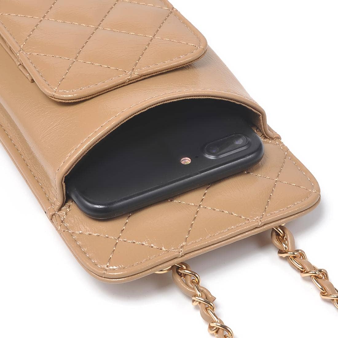 Brianna Cell Phone Crossbody - Polished Natural-Hand In Pocket