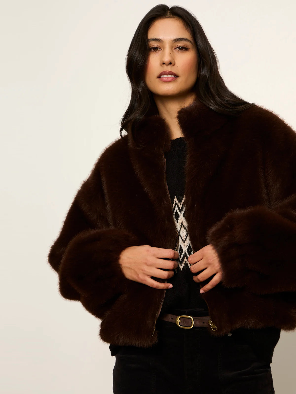 Sanctuary Everest Fur Bomber - Espresso Martini