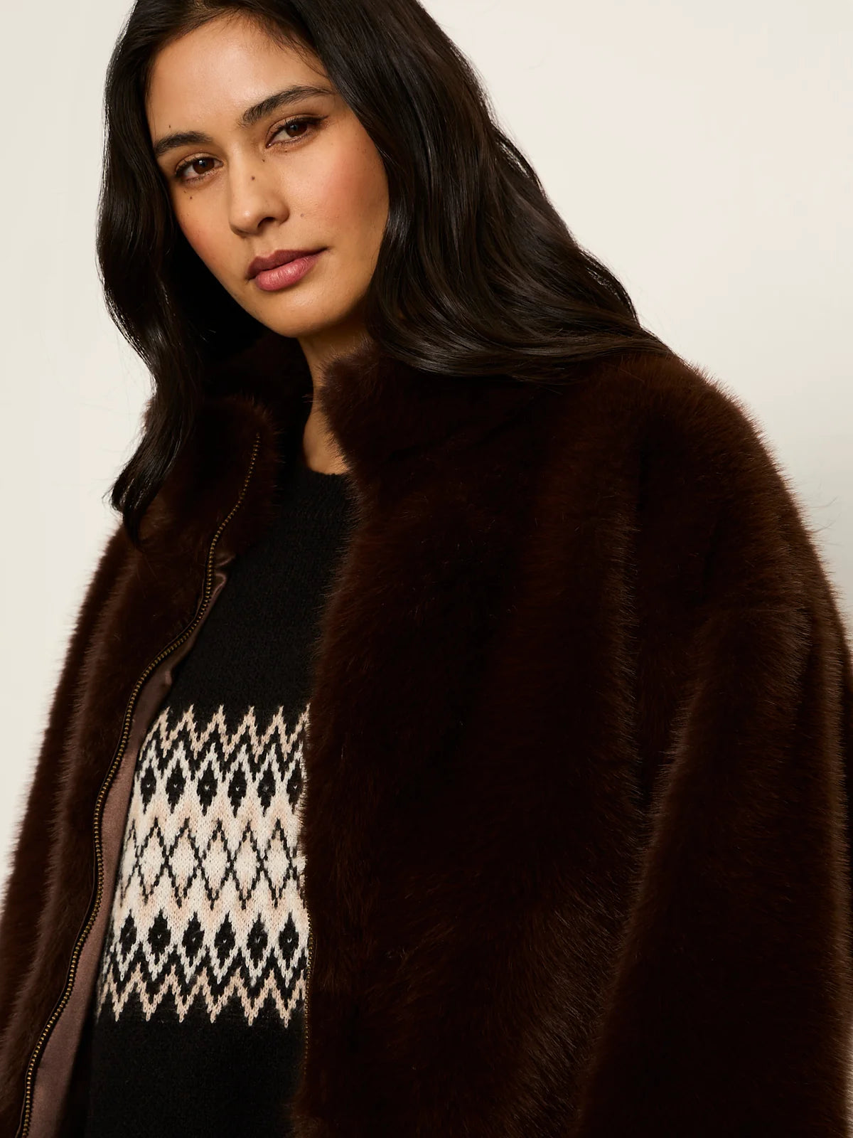 Sanctuary Everest Fur Bomber - Espresso Martini