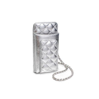 Brianna Cell Phone Crossbody: Silver-Hand In Pocket